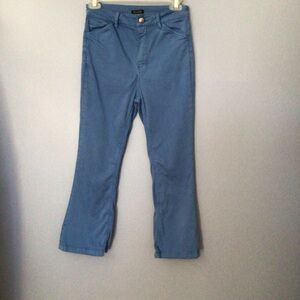Massimo Dutti High Rise Blue Skinny Crop Flare Kick Pants Sz 4